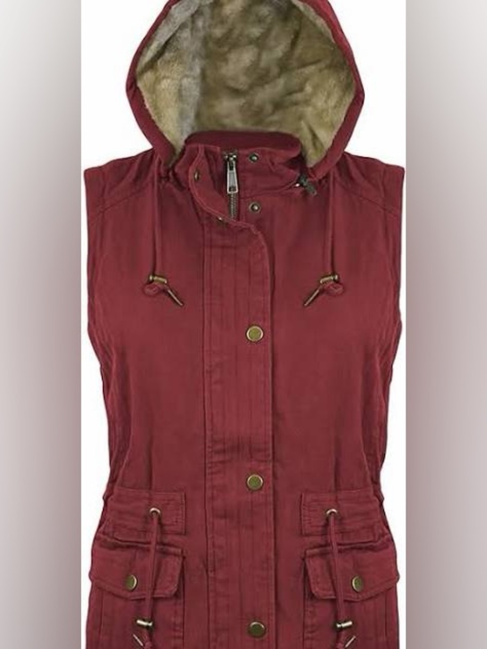Victory Outfitters Canvas Utility Vest Sherpa Removable Hood equestrian L
